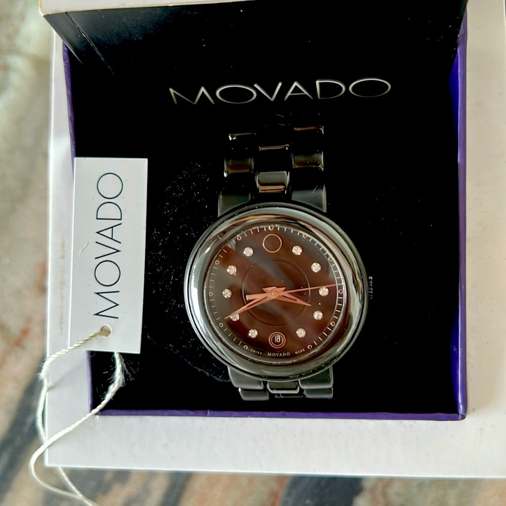 Movado Ceramic Ladies Watch With Diamonds!